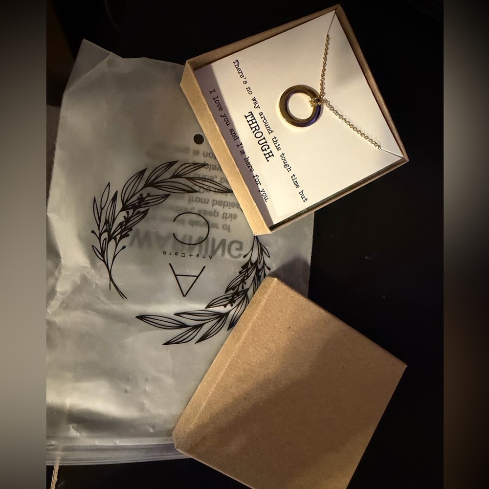 “No way around but through” gold necklace of encouragement and empowerment - Picture 2 of 2